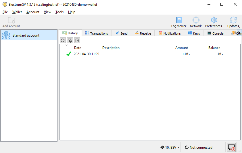 Using ElectrumSV on the scaling testnet.