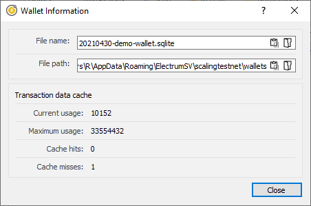 The transaction cache status can be seen via the wallet information menu.